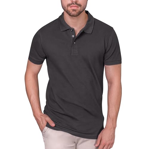 HRM Herren Heavy Stretch Polo, dunkelgrau, Gr. 4XL I Premium Polo Shirt Herren aus 95% Baumwolle & 5% Elasthan I Basic Polohemd bis 40°C waschbar I Hochwertige & nachhaltige Herren-Kleidung I Workwear von HRM