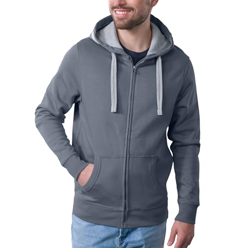 HRM Herren Hooded Jacket I Premium Kapuzenpullover Herren mit Kontrast-Innenfutter I Basic Hoodie mit Reißverschluss I Zip Hoodie I Hochwertige & nachhaltige Herren-Bekleidung von HRM