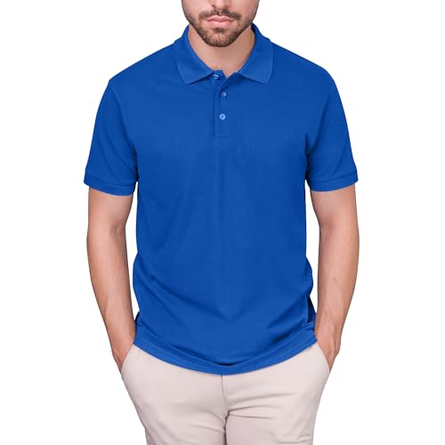 HRM Herren Luxury Polo, Royalblau, Gr. 5XL I Premium Polo Shirt Herren aus 100% Baumwolle I Basic Polohemd bis 60°C farbecht waschbar I Hochwertige & nachhaltige Herren-Bekleidung von HRM