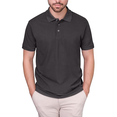 HRM Herren Luxury Polo, dunkelgrau, Gr. S I Premium Polo Shirt Herren aus 100% Baumwolle I Basic Polohemd bis 60°C farbecht waschbar I Hochwertige & nachhaltige Herren-Bekleidung von HRM