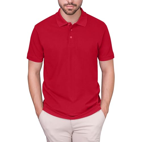 HRM Herren Luxury Polo, rot, Gr. 5XL I Premium Polo Shirt Herren aus 100% Baumwolle I Basic Polohemd bis 60°C farbecht waschbar I Hochwertige & nachhaltige Herren-Bekleidung von HRM