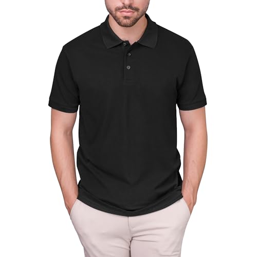 HRM Luxury Polo, Schwarz, Gr. 4XL | Premium Herren Poloshirt aus 100% Baumwolle | Basic Polohemd bis 60°C Farbecht Waschbar | Hochwertige & Nachhaltige Bekleidung von HRM