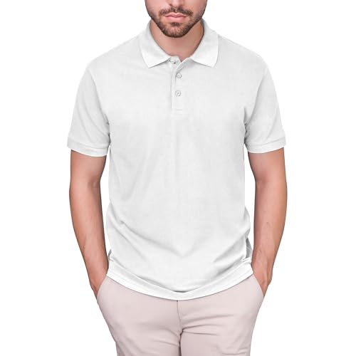 HRM Herren Luxury Polo, weiß, Gr. 5XL I Premium Polo Shirt Herren aus 100% Baumwolle I Basic Polohemd bis 60°C farbecht waschbar I Hochwertige & nachhaltige Herren-Bekleidung von HRM
