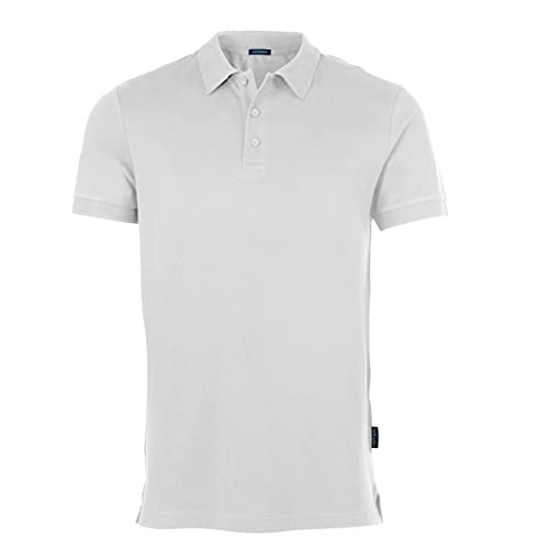 HRM Herren Luxury Stretch Polo, weiß, Gr. L I Premium Polo Shirt Herren aus 95% Baumwolle & 5% Elasthan I Basic Polohemd bis 40°C waschbar I Hochwertige & nachhaltige Herren-Bekleidung von HRM