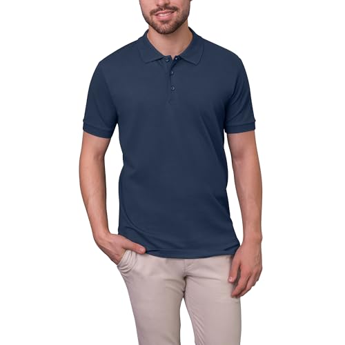 HRM Herren Luxury Stretch Polo, Navy, Gr. 2XL I Premium Polo Shirt Herren aus 95% Baumwolle & 5% Elasthan I Basic Polohemd bis 40°C waschbar I Hochwertige & nachhaltige Herren-Bekleidung von HRM