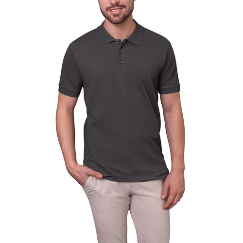 HRM Herren Luxury Stretch Polo, dunkelgrau, Gr. 4XL I Premium Polo Shirt Herren aus 95% Baumwolle & 5% Elasthan I Basic Polohemd bis 40°C waschbar I Hochwertige & nachhaltige Herren-Bekleidung von HRM