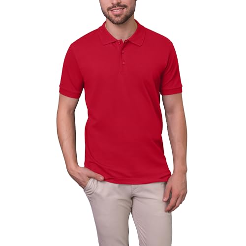 HRM Herren Luxury Stretch Polo, rot, Gr. 3XL I Premium Polo Shirt Herren aus 95% Baumwolle & 5% Elasthan I Basic Polohemd bis 40°C waschbar I Hochwertige & nachhaltige Herren-Bekleidung von HRM