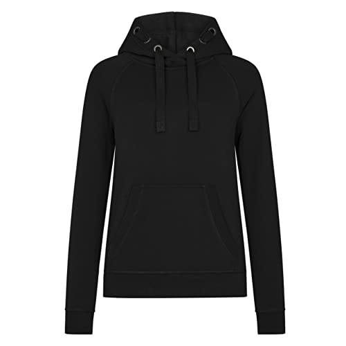 HRM Unisex 2005 Kid‘s Premium Raglan Hoody, dunkelgrau I Fair Trade Hoodie Kinder mit Kapuze, 320 g/m² I Aus 70% Baumwolle & 30% recyceltem Polyester, Black, 134 von HRM