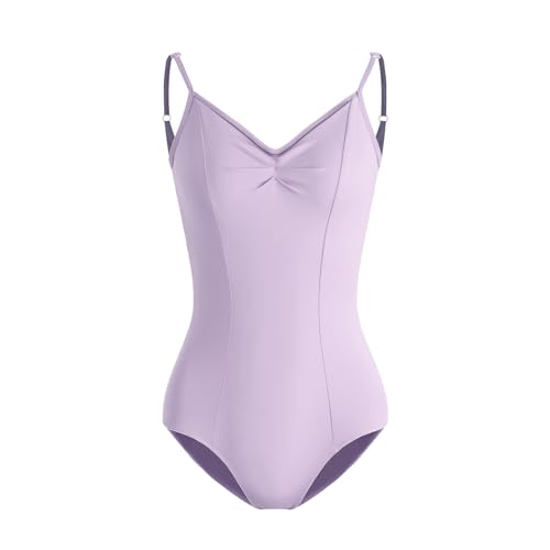 HROYL Damen Ballettanzug V-Ausschnitt Camisole Gymnastik Trikot Ballett Body mit Spaghettiträgern, Lila,L von HROYL