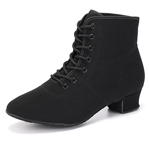 HROYL Damen-Stiefeletten mit Blockabsatz Latein Salsa Tanzübungsschuhe für Hochzeit Party Schwarz-3.5-S, 38.5 EU von HROYL