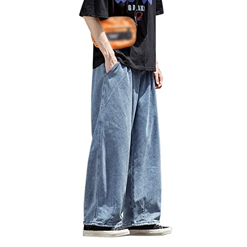 Herren Baggy Jeans Jeanshose Loose Fit Wide Leg Jeans Hose Einfarbig Breite Jeans Fashion Schwarze Blue Jeanshosen Extra Large Lockere Y2K Jeans Baggy Streethose von HRTLSS