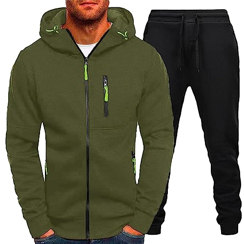 Herren Jogginganzug 3XL 4XL Baumwolle Trainingsanzug Männer Laufanzug Zip Hoodie + Sporthose Tracksuit 2-Teilig Sport Jogging Laufen Set Schwarz Weiß Grau Rot Sportanzug Freizeitanzug von HRTLSS