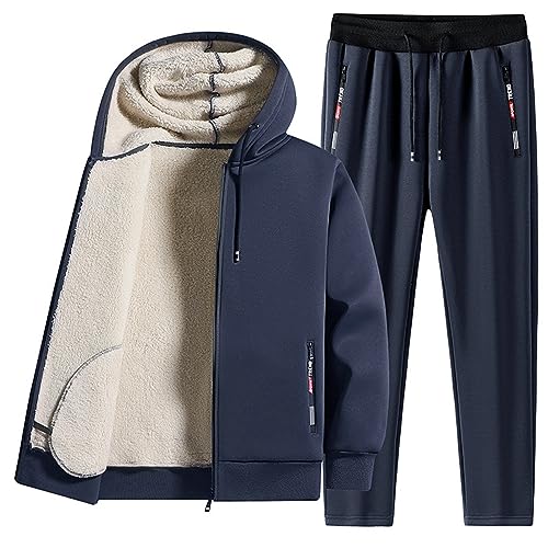 Jogginganzug Herren 3XL 4XL 5XL 6XL Jogginganzug+Herren Übergröße Thermo Gefüttert Jacke + Sporthose Freizeitanzug Trainingsanzug Winter Warm Jogginganzüge Fitnessanzug Laufanzug von HRTLSS