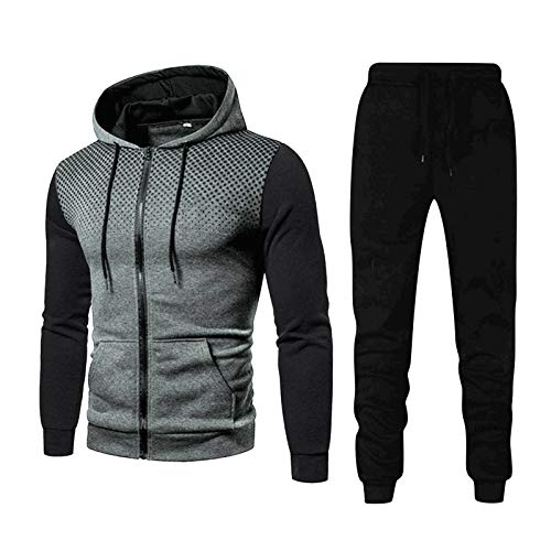 Sportanzug Herren Freizeitanzug Herren-Jogginganzug Casual Atmungsaktiv Laufanzug Zip Pullover + Sporthose Bequem Freizeit Fitnessanzug für Männer 3XL Schwarz Rot Weiß Blau Grau von HRTLSS