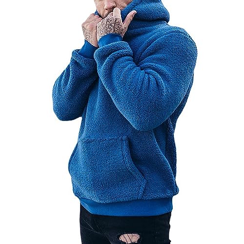 Teddy Hoodie Herren Kapuzenpullover Fleece Plüsch Fuzzy Pullover Mit Kapuze Winter Warm Hoodies Einfarbig Schwarz Grün Blauer Kapuzenpulli Slim Fit Kordelzug Sweatjacke von HRTLSS