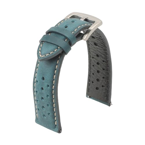 18mm 19mm 20mm 22mm Vintage Echtleder Uhrenarmband Herren Damen Rindsleder Armband Atmungsaktiv Sport Wristbelt(Blu,19mm) von HRTUFN