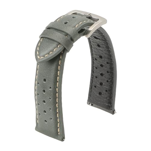 18mm 19mm 20mm 22mm Vintage Echtleder Uhrenarmband Herren Damen Rindsleder Armband Atmungsaktiv Sport Wristbelt(Dark grey,20mm) von HRTUFN
