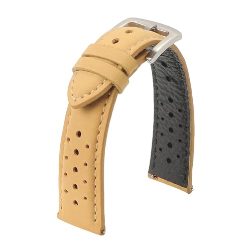 18mm 19mm 20mm 22mm Vintage Echtleder Uhrenarmband Herren Damen Rindsleder Armband Atmungsaktiv Sport Wristbelt(Khaki,22mm) von HRTUFN