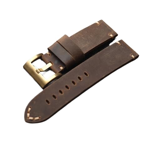 Braunes, faltbares Uhrenarmband aus Rindsleder, 20 mm, 21, 22, 23, 24, 26, Vintage-Kupferschnalle, dickes Armband echtem Leder(B style,20mm) von HRTUFN