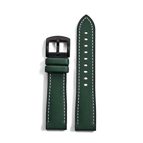 HRTUFN 20 mm 22 Hybrid-Uhrenarmband, Fluorkautschuk-Armband, FPM-weiche Riemen, jede Marke, wasserdichte Uhren(Green Black 2,22mm) von HRTUFN