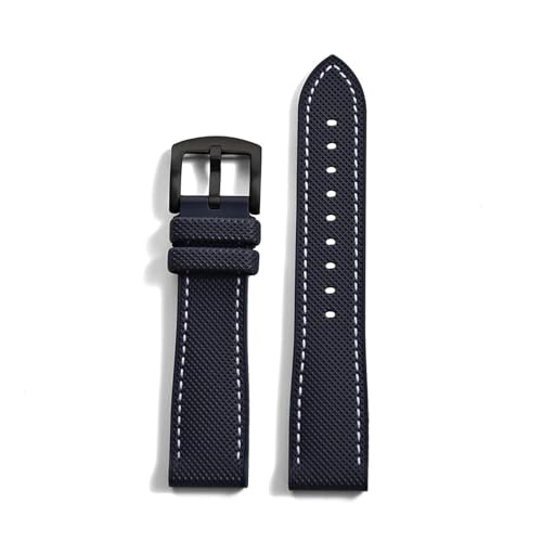 HRTUFN 20 mm 22 Hybrid-Uhrenarmband, Fluorkautschuk-Armband, FPM-weiche Riemen, jede Marke, wasserdichte Uhren(Navy blue 2,20mm) von HRTUFN