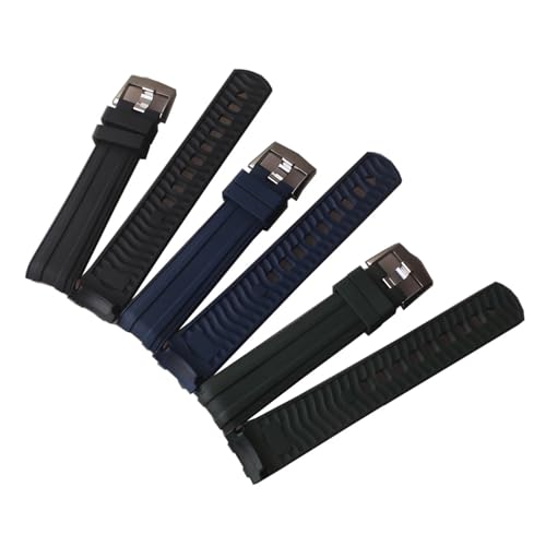 HRTUFN 300 Uhrenarmband 20 mm, weiches Fluorkautschuk-Uhrenarmband, Dornschließe, spezielles Zubehör mit gebogenem Ende(Black) von HRTUFN