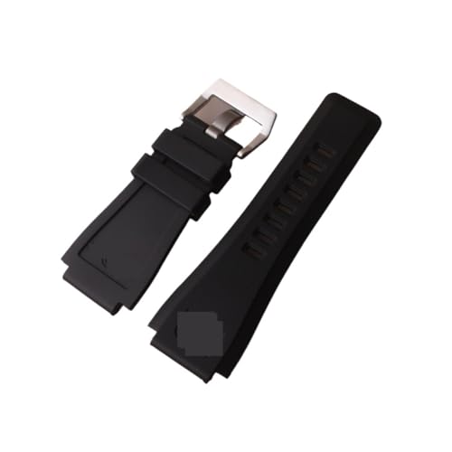 HRTUFN 34mm * 24mm Konvex Silikon Gummi Männer Armband Uhr Straps Schwarz Grau Blau BR01 BR03 Armbänder Gürtel Weich Wasserdicht(Black) von HRTUFN