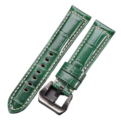 HRTUFN 7 Farben Echtleder-Uhrenarmbänder for Panerai-Uhrenarmband 20 mm 22 24 dickes Gürtelzubehör(Green black buckle,20mm) von HRTUFN
