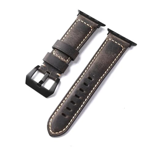 HRTUFN Armband aus Leder for die Iwatch8 Ultra 49 MM 45, erste Schicht Rindsleder, verdicktes Herrenuhrarmband(Grey brack buckle,41mm) von HRTUFN