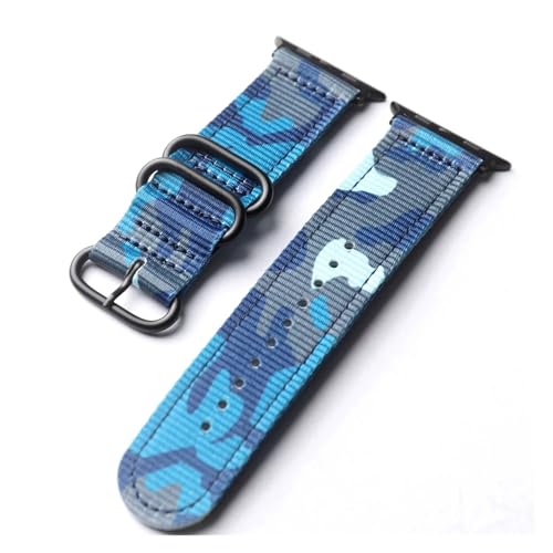 HRTUFN Camouflage-Nylonarmbanduhr, 49 MM 45 44 42 41 40 Ultra2 S8S9 Echtlederarmband verschleißfest und langlebig(Silver buckle,49mm) von HRTUFN