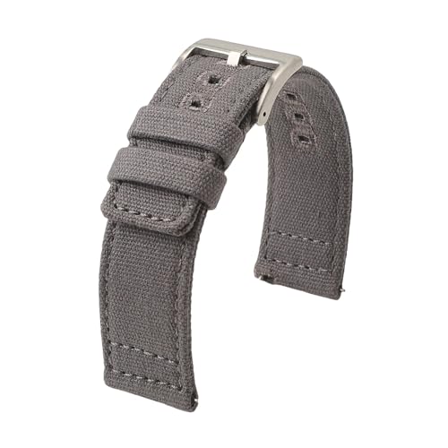 HRTUFN Canvas-Uhrenarmband 3/4 40 mm 44 Klassisch 46/42 Schnellverschluss-Armband 18 19 20 22(Grigio,18mm) von HRTUFN