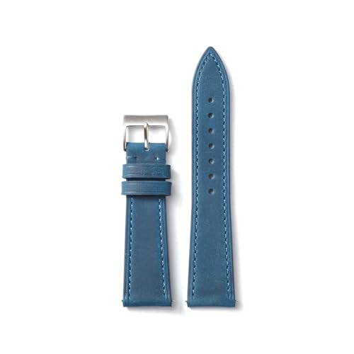 HRTUFN Crazy Horse Lederarmband 18mm 20mm 22mm Echtleder Uhrenarmband Schnellverschluss Retro Ledergürtel Armbänder(Blu,18mm) von HRTUFN