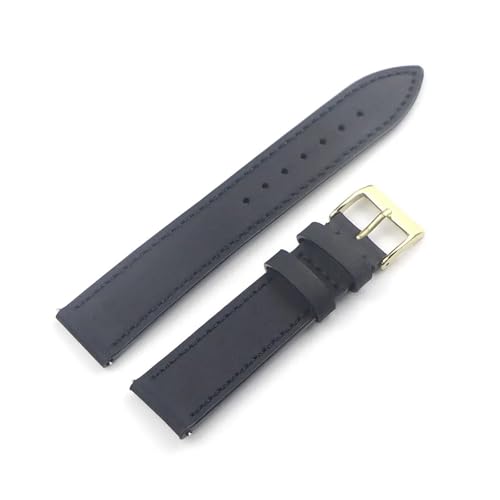 HRTUFN Crazy Horse Rindsleder Uhrenarmband 18mm 19mm 20mm 22mm Schnellverschluss Vintage Armband Gürtel(Black gold buckle,18mm) von HRTUFN