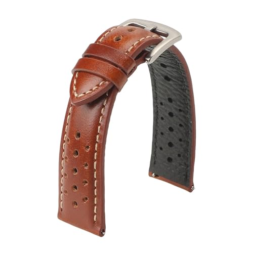 HRTUFN Echtes Rindslederarmband for Uhren 6 5, atmungsaktives Retro-Armband, 18 mm, 19, 20, 22(Brown,19mm) von HRTUFN