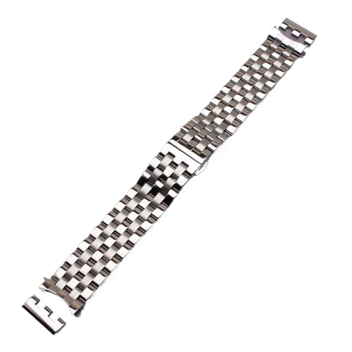 HRTUFN Edelstahl-Uhrenarmband mit gebogenem Ende, silbernes Armband, 16 mm, 18, 19, 20, 22, 24, solide Glieder, Herren-Uhrenarmband(22mm) von HRTUFN
