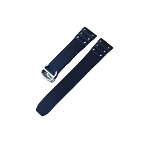 HRTUFN Ersatz-Uhrenarmbänder, 21 mm, Uhrenarmband, Serie Silikonkautschuk, gefaltete Schnalle, spezielle Herren-Metall-Silberverschlüsse(Black) von HRTUFN