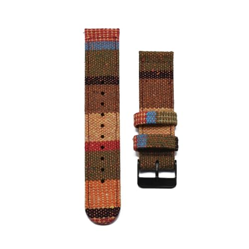 HRTUFN Ethno-Stil Nylon Armband 3 41 45mm Uhrenarmband Schnalle 20mm 22mm(Black Buckle 77,20mm) von HRTUFN