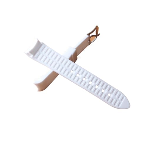 HRTUFN Gummi-Armband 18mm 19mm 20mm 21mm 22mm 24mm Armband Uhren Band Curved End Special(Bianco,20mm) von HRTUFN