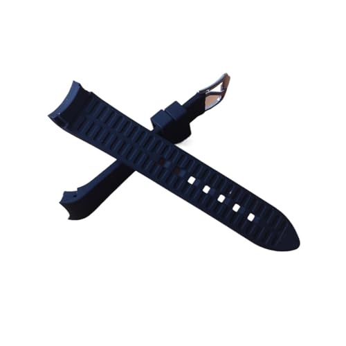 HRTUFN Gummi-Armband 18mm 19mm 20mm 21mm 22mm 24mm Armband Uhren Band Curved End Special(Black,19mm) von HRTUFN