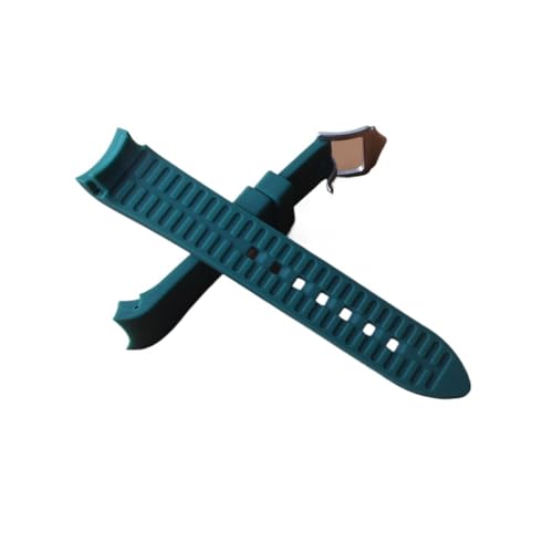 HRTUFN Gummi-Armband 18mm 19mm 20mm 21mm 22mm 24mm Armband Uhren Band Curved End Special(Grün,18mm) von HRTUFN