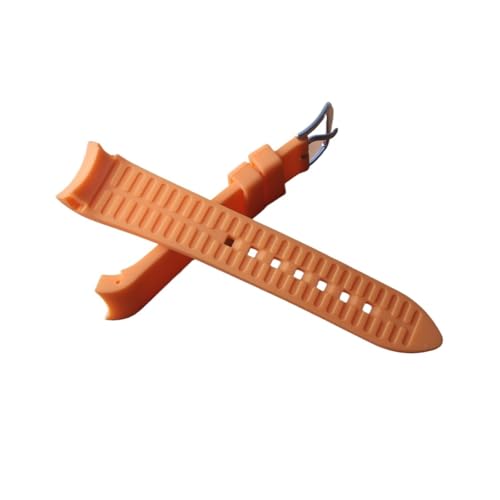 HRTUFN Gummi-Armband 18mm 19mm 20mm 21mm 22mm 24mm Armband Uhren Band Curved End Special(Orange,24mm) von HRTUFN