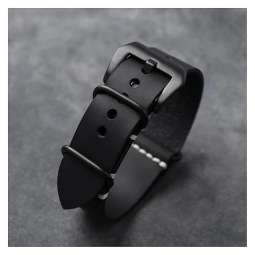 HRTUFN Handgefertigtes Lederarmband im Stil der Uhr, geeignet for Soldatenuhren, 20 22 24 mm, Oberschicht aus dickem Rindsleder(Brack Brack Buckle,24mm) von HRTUFN