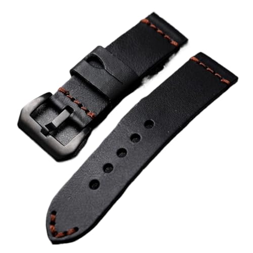 HRTUFN Handgefertigtes Lederarmband mit schwarzem 20-22-24-26-mm-Rindslederarmband im Vintage-Stil(Brack clasp,26mm) von HRTUFN