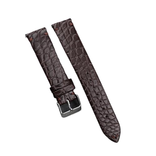 HRTUFN Handgemachtes Alligatorleder Uhrenarmband Ultradünn 18 19 20 21 22MM Schwarz Braun Weiches Armband, Schnellverschluss(Brown A style,21mm) von HRTUFN