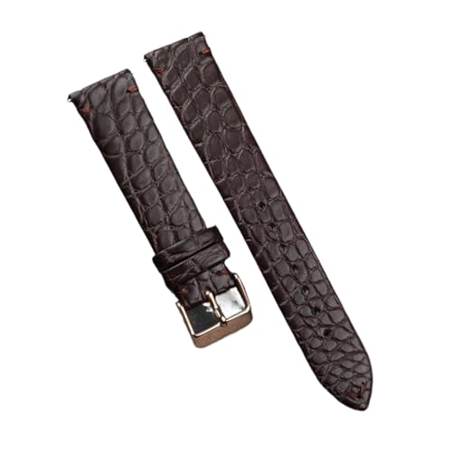 HRTUFN Handgemachtes Alligatorleder Uhrenarmband Ultradünn 18 19 20 21 22MM Schwarz Braun Weiches Armband, Schnellverschluss(Brown B style,20mm) von HRTUFN