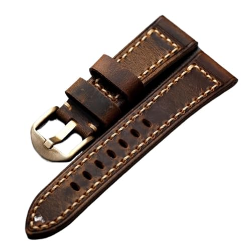 HRTUFN Handgemachtes Armband aus Rindsleder der ersten Schicht 20 21 22 24 26 MM Vintage Bronze Herrenuhrarmband im verdickten Stil(B Style,22mm) von HRTUFN