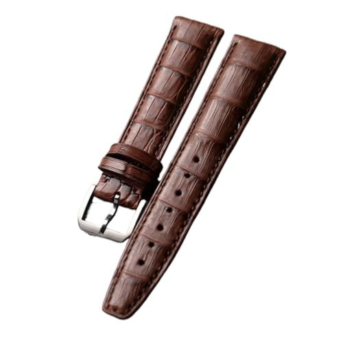 HRTUFN Handgemachtes amerikanisches Uhrenarmband 20MM 21MM 22MM Braun Schwarz Lederband, Mark 18 17 Vintage(Brown Silver Buckle,22mm) von HRTUFN