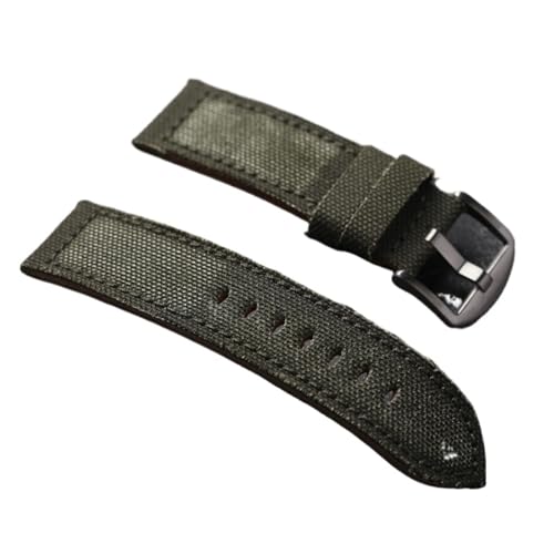 HRTUFN Handgemachtes verdicktes Herrenarmband aus Segeltuch, grün, gealtert, 20, 22, 23, 24 mm, Reibungsarmband(Silver buckle,22mm) von HRTUFN