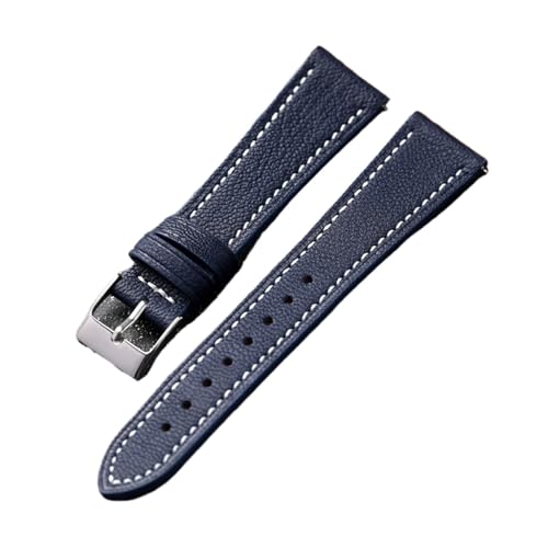 HRTUFN Handgemachtes zartes Uhrenarmband aus Ziegenleder 18 19 20 21 22MM weiches Schnellverschluss-Leder-Herrenarmband, Vintage-Leder(Bule,22mm) von HRTUFN