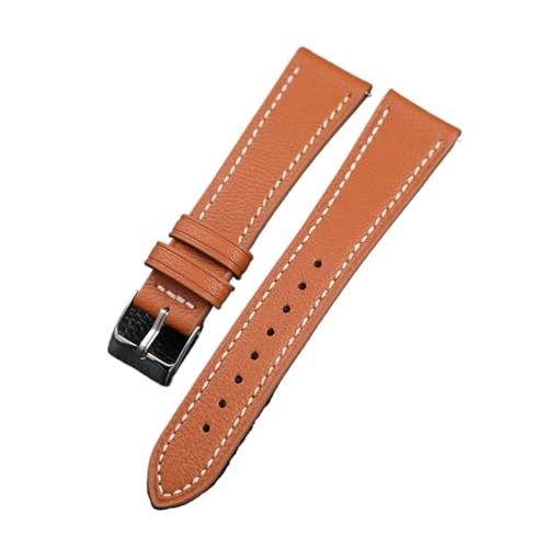 HRTUFN Handgemachtes zartes Uhrenarmband aus Ziegenleder 18 19 20 21 22MM weiches Schnellverschluss-Leder-Herrenarmband, Vintage-Leder(Golden brown,21mm) von HRTUFN